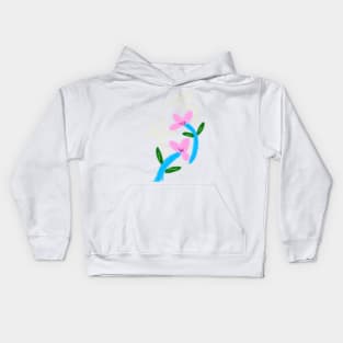 Pink blue flower art Kids Hoodie